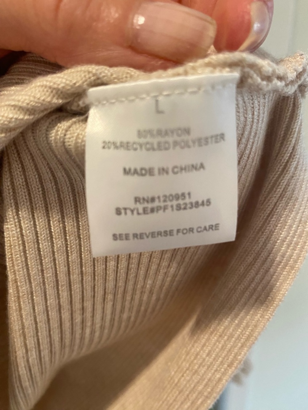 Pink Rose Cream Ribbed V-Neck Sweater - Picture 6 of 7